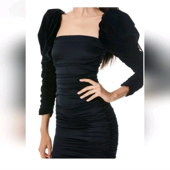 ALICE + OLIVIA KATRICE VELVET PUFF SLEEVE MINI DRESS SIZE4 - Picture 10 of 14